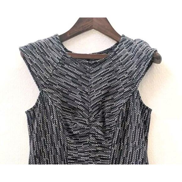 Ann Taylor Shift Dress Size 2 Blue White Cap Sleeve Zip Back Stretchy Formal NEW - Picture 2 of 12